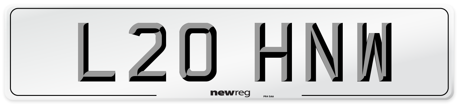 L20 HNW Number Plate from New Reg